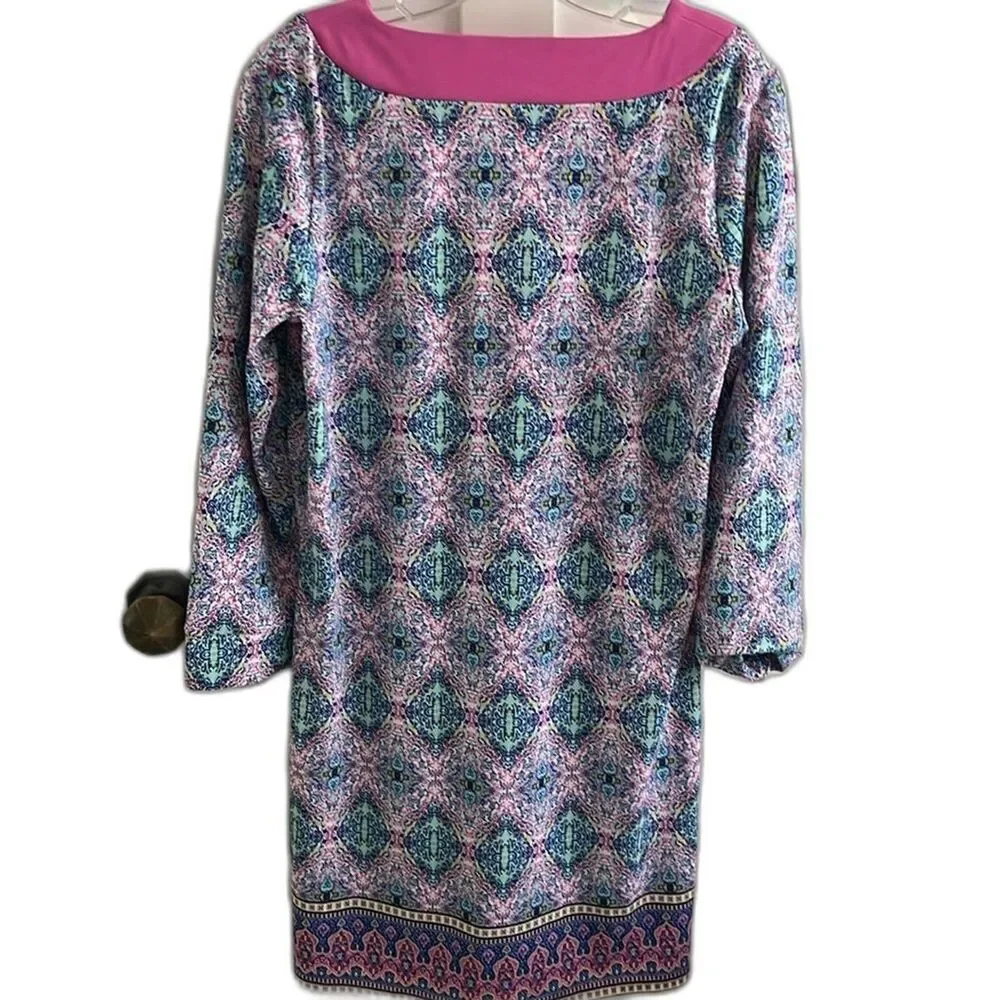 NWOT Cabana Life Geometric Tunic Dress UPF 50 Sun Swim Coverup Sz Large